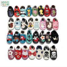 Load image into Gallery viewer, Cartoon Printing Genuine Leather Soft Baby Shoes Newborn Baby Boys Girls Infant Shoes Slippers Skid-Proof Baby Shoes For 0-24M