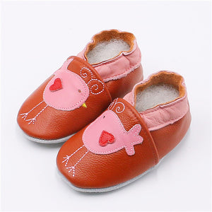 Cartoon Printing Genuine Leather Soft Baby Shoes Newborn Baby Boys Girls Infant Shoes Slippers Skid-Proof Baby Shoes For 0-24M