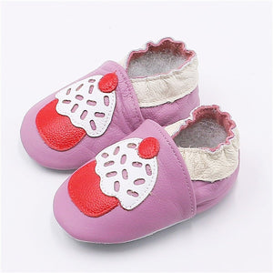 Cartoon Printing Genuine Leather Soft Baby Shoes Newborn Baby Boys Girls Infant Shoes Slippers Skid-Proof Baby Shoes For 0-24M