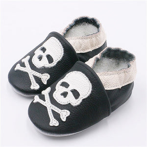 Cartoon Printing Genuine Leather Soft Baby Shoes Newborn Baby Boys Girls Infant Shoes Slippers Skid-Proof Baby Shoes For 0-24M