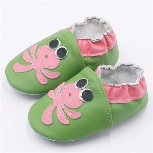 Cartoon Printing Genuine Leather Soft Baby Shoes Newborn Baby Boys Girls Infant Shoes Slippers Skid-Proof Baby Shoes For 0-24M