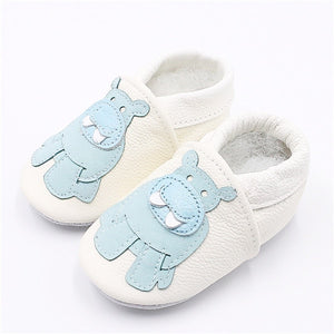 Cartoon Printing Genuine Leather Soft Baby Shoes Newborn Baby Boys Girls Infant Shoes Slippers Skid-Proof Baby Shoes For 0-24M