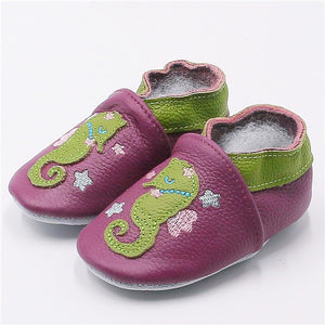 Cartoon Printing Genuine Leather Soft Baby Shoes Newborn Baby Boys Girls Infant Shoes Slippers Skid-Proof Baby Shoes For 0-24M