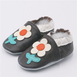 Cartoon Printing Genuine Leather Soft Baby Shoes Newborn Baby Boys Girls Infant Shoes Slippers Skid-Proof Baby Shoes For 0-24M