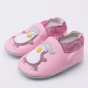 Cartoon Printing Genuine Leather Soft Baby Shoes Newborn Baby Boys Girls Infant Shoes Slippers Skid-Proof Baby Shoes For 0-24M