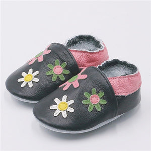 Cartoon Printing Genuine Leather Soft Baby Shoes Newborn Baby Boys Girls Infant Shoes Slippers Skid-Proof Baby Shoes For 0-24M