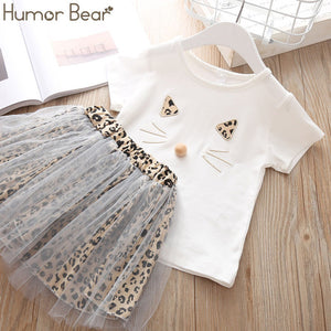 Humor Bear 2019 Summer Fashion Brand New Girls' Clothing Children's Clothes Animal Cotton T-Shirt + pants Baby Kids Clothing Set