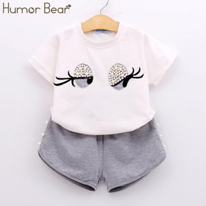 Humor Bear 2019 Summer Fashion Brand New Girls' Clothing Children's Clothes Animal Cotton T-Shirt + pants Baby Kids Clothing Set