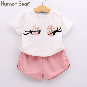 Humor Bear 2019 Summer Fashion Brand New Girls' Clothing Children's Clothes Animal Cotton T-Shirt + pants Baby Kids Clothing Set