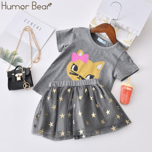 Humor Bear 2019 Summer Fashion Brand New Girls' Clothing Children's Clothes Animal Cotton T-Shirt + pants Baby Kids Clothing Set