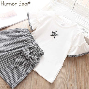 Humor Bear 2019 Summer Fashion Brand New Girls' Clothing Children's Clothes Animal Cotton T-Shirt + pants Baby Kids Clothing Set