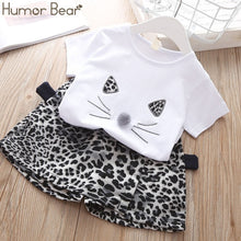 Load image into Gallery viewer, Humor Bear Children Girls&#39; Clothing Set 2019 NEW Baby Girl Clothes Dot Cat Tops +Mesh Skirt Toddler Girls Suit Baby Kids Clothes