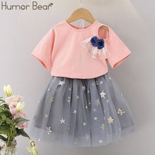 Load image into Gallery viewer, Humor Bear Children Girls&#39; Clothing Set 2019 NEW Baby Girl Clothes Love Tops+Pleated Student Skirt Girls Suit Baby Kids Clothes