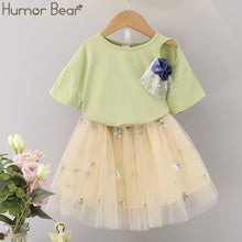 Load image into Gallery viewer, Humor Bear Children Girls&#39; Clothing Set 2019 NEW Baby Girl Clothes Love Tops+Pleated Student Skirt Girls Suit Baby Kids Clothes