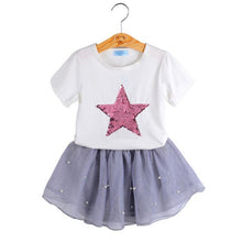 Load image into Gallery viewer, Humor Bear Children Girls&#39; Clothing Set 2019 NEW Baby Girl Clothes Love Tops+Pleated Student Skirt Girls Suit Baby Kids Clothes