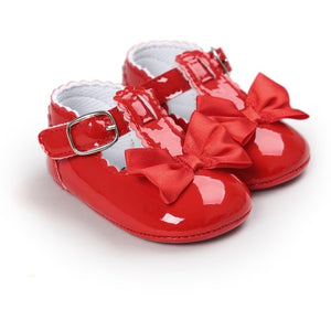 Newborn Baby Girls Shoes PU leather Buckle First Walkers Red Black Pink White Blue Soft Soled Non-slip Footwear Crib Shoes