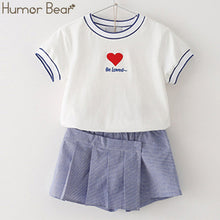 Load image into Gallery viewer, Humor Bear 2-6Y NEW Summer Girls&#39; Children Clothing Set Love T-shirt +Waistband Pantskirt Girls Suit Cute Kids Baby Clothes