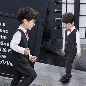 Boys' Autumn Suit 2 Pcs Baby Kids Spring Handsome Fashionable Clothes Vest Coat + Pants Children's Gentlemen Clothing Set X257