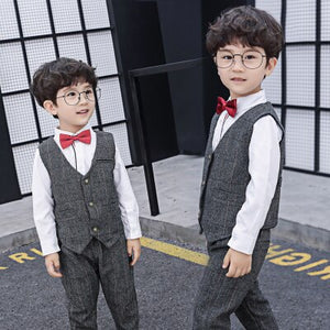 Boys' Autumn Suit 2 Pcs Baby Kids Spring Handsome Fashionable Clothes Vest Coat + Pants Children's Gentlemen Clothing Set X257