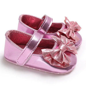 LANSHITINA PU Leather Princess Crib Shoes Sneakers Indoor Toddler Shoes First Walkers Soft Gold Silver Girls Boot For Kids B175