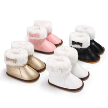 Load image into Gallery viewer, Spring and Autumn 0-1 years old female baby rubber bottom plus cotton warm snow boots baby shoes toddler shoes