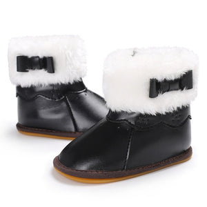 Spring and Autumn 0-1 years old female baby rubber bottom plus cotton warm snow boots baby shoes toddler shoes