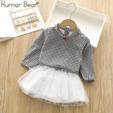 Load image into Gallery viewer, Humor Bear Autumn Kids Baby Girl Clothes Cute Bow Plaid Long Sleeve T-shirt+ Skirt  2Pcs Suits Student Girls&#39; Clothing Sets