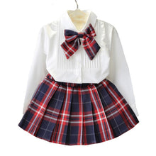 Load image into Gallery viewer, Humor Bear Autumn Kids Baby Girl Clothes Cute Bow Plaid Long Sleeve T-shirt+ Skirt  2Pcs Suits Student Girls&#39; Clothing Sets