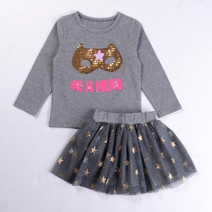 Humor Bear Autumn Kids Baby Girl Clothes Cute Bow Plaid Long Sleeve T-shirt+ Skirt  2Pcs Suits Student Girls' Clothing Sets