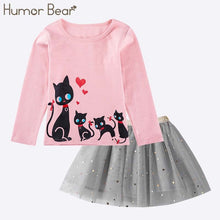 Load image into Gallery viewer, Humor Bear Autumn Kids Baby Girl Clothes Cute Bow Plaid Long Sleeve T-shirt+ Skirt  2Pcs Suits Student Girls&#39; Clothing Sets