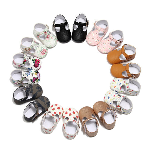 Mary Jane Soft Sole T-strap Baby Girls Shoes PU Leather Tstrap Baby Moccasin Infants Toddler Baby Boy Kids T-bar Shoes