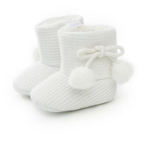 Hot Winter Boy Girls Baby Solid Soft Cotton Sole Snow Boots Warm Crib Shoes Toddler Boots Walk UK