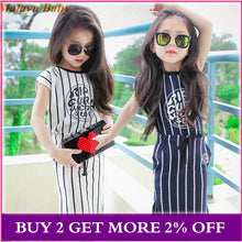 Load image into Gallery viewer, Malayu Baby Girls' Clothing Set Summer New Girls Stripes Sleeveless T-Shirt + Skirt 2 Pieces 3-7 Years Girl Child Clothing