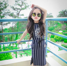 Load image into Gallery viewer, Malayu Baby Girls' Clothing Set Summer New Girls Stripes Sleeveless T-Shirt + Skirt 2 Pieces 3-7 Years Girl Child Clothing