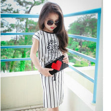 Load image into Gallery viewer, Malayu Baby Girls' Clothing Set Summer New Girls Stripes Sleeveless T-Shirt + Skirt 2 Pieces 3-7 Years Girl Child Clothing