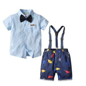 2019 New Boys' Cotton Children's Sets Infant Kids Clothes Children Clothing Sets Summer Baby Clothes Cute Red Shirt+Jeans Shorts