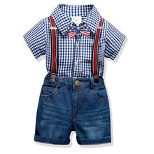 Load image into Gallery viewer, 2019 New Boys&#39; Cotton Children&#39;s Sets Infant Kids Clothes Children Clothing Sets Summer Baby Clothes Cute Red Shirt+Jeans Shorts