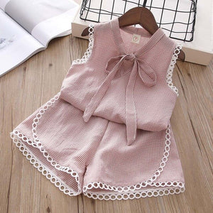 Baby Girl Clothes 2019 Summer New Girls' Clothing Sets Kids Bay clothes Toddler Cotton sleeveless bowknot coat+Pants 1-4Y