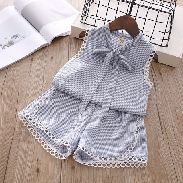 Baby Girl Clothes 2019 Summer New Girls' Clothing Sets Kids Bay clothes Toddler Cotton sleeveless bowknot coat+Pants 1-4Y