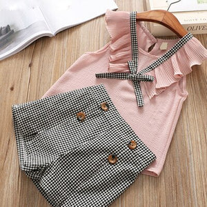 Baby Girl Clothes 2019 Summer New Girls' Clothing Sets Kids Bay clothes Toddler Cotton sleeveless bowknot coat+Pants 1-4Y