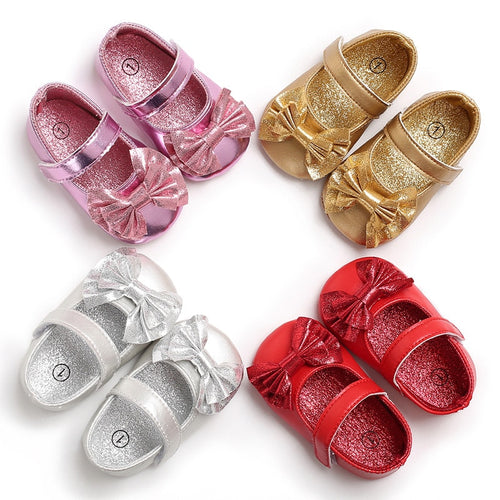 LANSHITINA PU Leather Princess Crib Shoes Sneakers Indoor Toddler Shoes First Walkers Soft Gold Silver Girls Boot For Kids B175