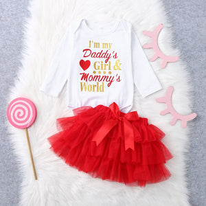 Baby Girl Clothes 2019 Hot Summer New Girls' Newborn Infant Kids Letter Romper+Tutu Tulle Skirt Valentine Outfits Clothing Set