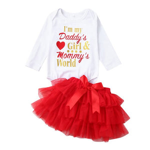 Baby Girl Clothes 2019 Hot Summer New Girls' Newborn Infant Kids Letter Romper+Tutu Tulle Skirt Valentine Outfits Clothing Set