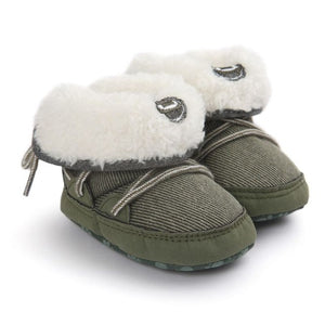 0-18M Baby Boys Winter Warm Snow Boots  Newborn Lace -Up Soft Sole Shoes Infant Toddler Kids Fashion Stripped Wool Warm Shoes