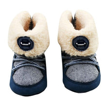 Load image into Gallery viewer, 0-18M Baby Boys Winter Warm Snow Boots  Newborn Lace -Up Soft Sole Shoes Infant Toddler Kids Fashion Stripped Wool Warm Shoes