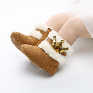 0-18M Baby Boys Winter Warm Snow Boots  Newborn Lace -Up Soft Sole Shoes Infant Toddler Kids Fashion Stripped Wool Warm Shoes