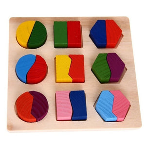 Children Baby Wooden Geometry Block Puzzles Kids Cognitive Toy Early Learning Educational Toy Children Gift