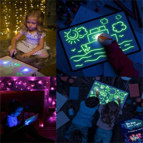 A4 A5 LED Luminous Drawing Board Graffiti Doodle Drawing Tablet Magic Draw With Light-Fun Fluorescent Pen Educational Toy 1pcs