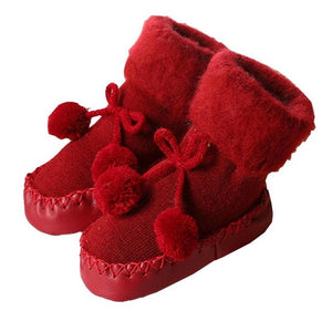 New Floor Socks Baby Plus Velvet Warm Toddler Shoes Non-slip