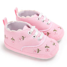 Load image into Gallery viewer, Toddler Newborn Shoes Embroidery flower Sneaker Cotton Soft Sole Infant First Walkers Crib Canvas White Baby Girl Shoes